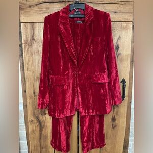 Dark red velvet Steve Madden pant suit large